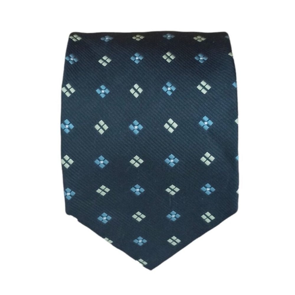 VILLA BOLGHERI Green Geometric Silk Tie ITALY 60"/ 3.6" EC
